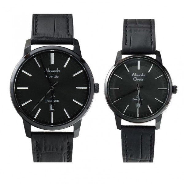 Alexandre Christie AC 1030 Full Black Couple Leather